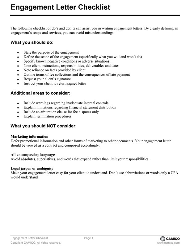 Photo of the Engagement Letter Checklist
