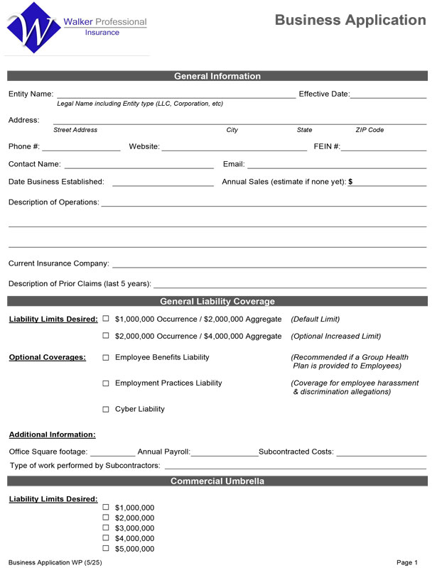 Accountants Professional Liability Insurance Application