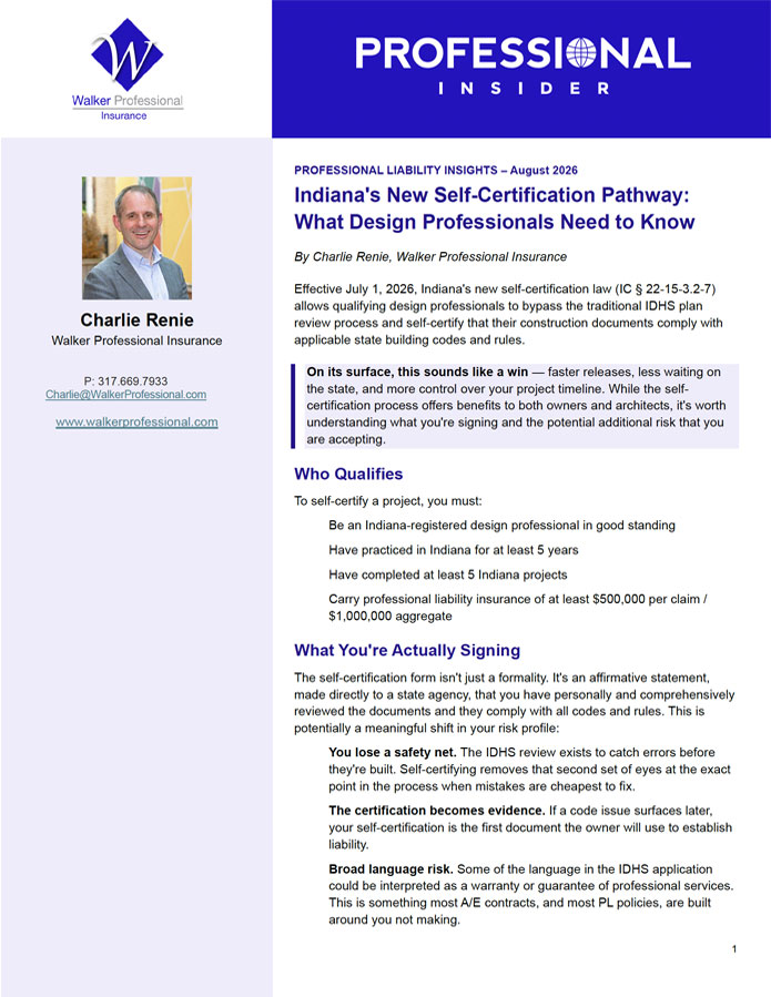 Photo of the Design Professionals Liability Coverage Application