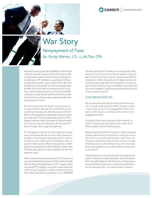 Photo of the War Story Nonpayment of Fees