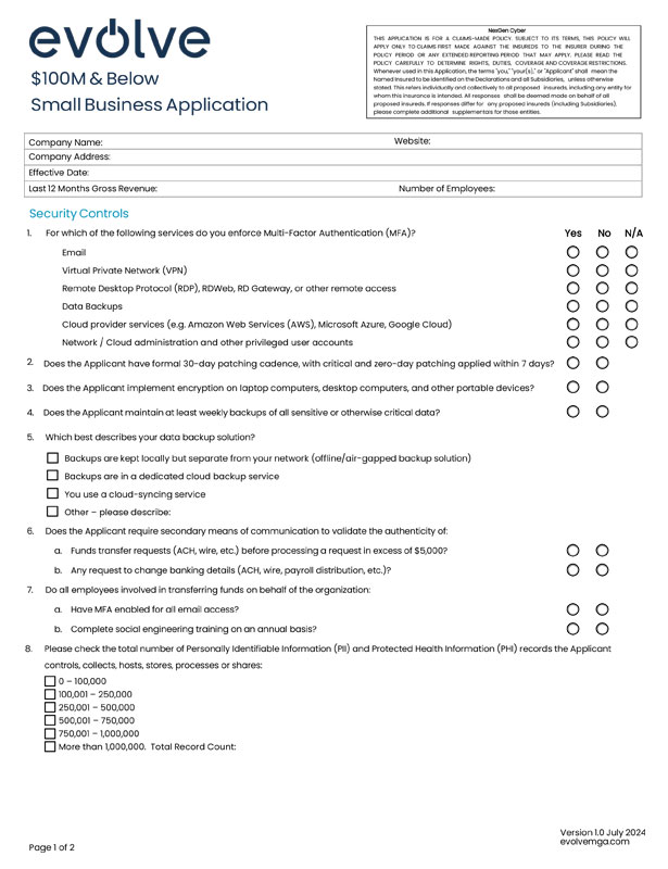 Accountants Professional Liability Insurance Application